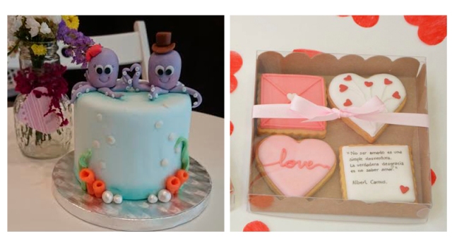Tarta especial Sn. Valentín de Dolç & Coffee, y galletas románticas de Cupcakes & Dreams